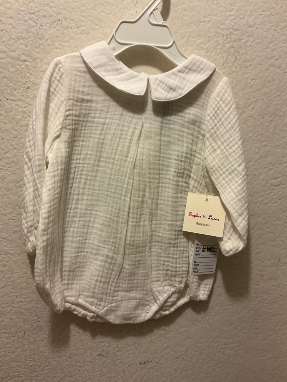 Sophie & Lucas White Cotton Baby One-Piece